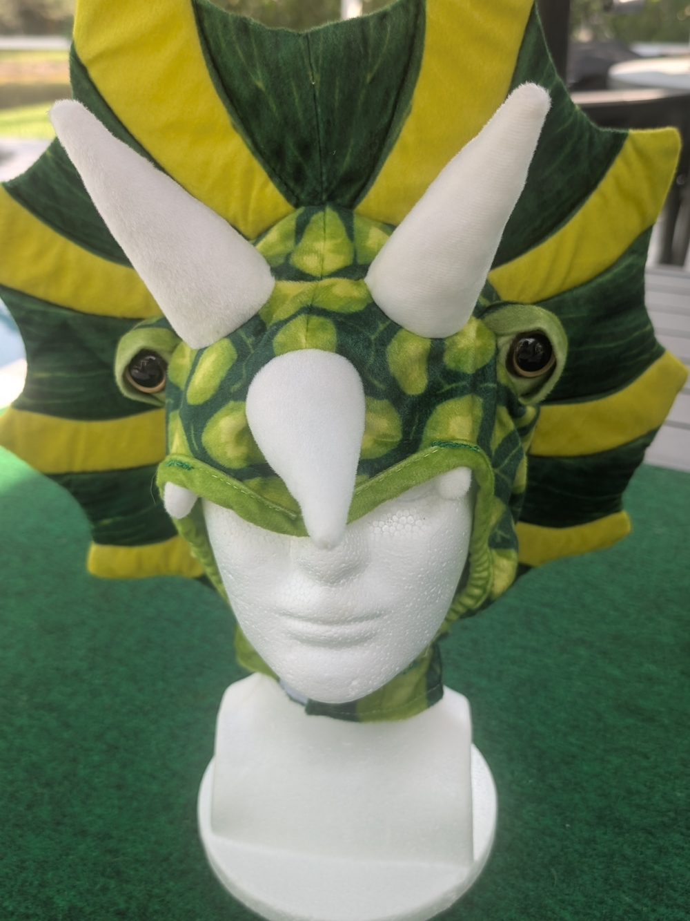 Green Triceratops Plush Reptile Hat - Costume Headpiece